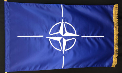 Embroidered NATO flag, silk material, for indoor use